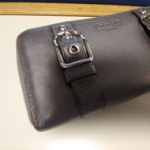 Pewter zip around coach wallet